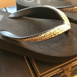 Swarovski Crystal Flip Flops - Size 8